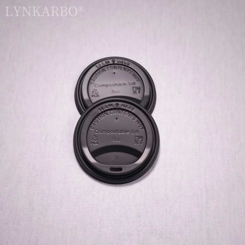 Coperchio per tazza nero a consumo diretto CPLA da 80 mm