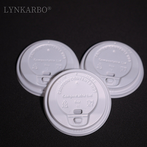 Coperchio per tazza flip-top monouso in colore naturale CPLA da 80 mm