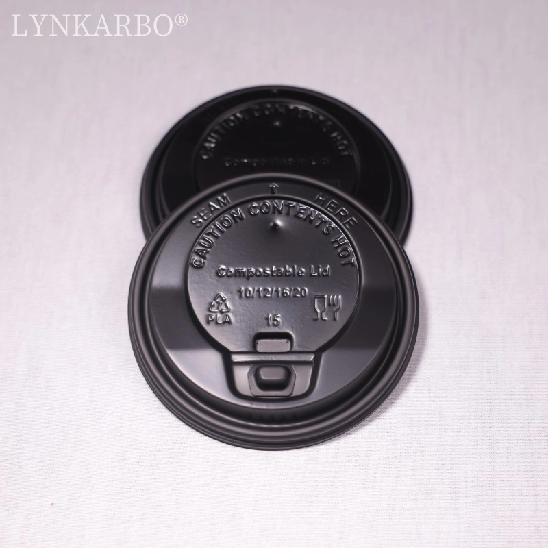 Coperchio per tazza nero flip-top CPLA da 90 mm